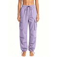 thumbnail image 1 of Busydd Plus Size Cargo Pants Women with Multiple Pockets and Drawstring Casual Elastic Waist Solid Color Womens Joggers L, 1 of 7