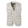 thumbnail image 1 of Busydd Plus Size Cargo Vest for Men Casual V Neck Sleeveless Men's Outerwear Vests Oversized Comfy Solid Color Zipper Mens Vest Outdoor Hiking Sport Coats with Pockets 4XL, 1 of 7