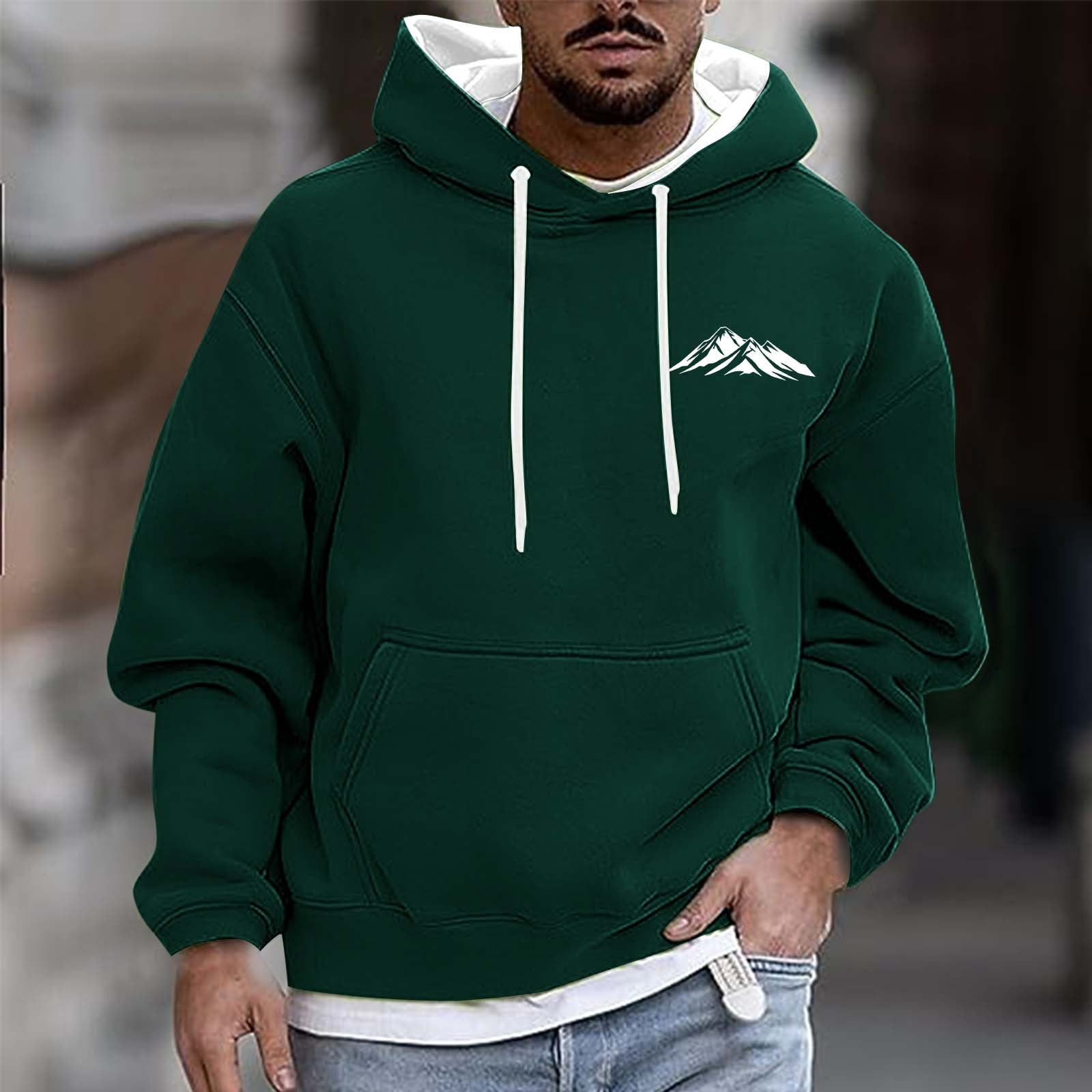 Busydd Plus Size Hoodies for Men Trendy Print Long Sleeve Mens Hoodies ...