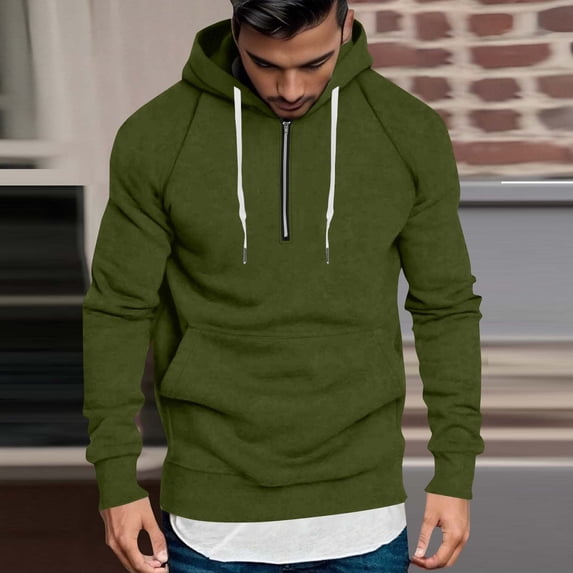 Busydd Plus Size Men Hoodies Fashion Zip Drawstring Mens Sweatshirts Hoodies Long Sleeve Fleece Pullover Hoodies with Pocket S