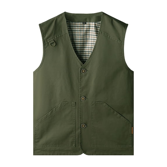 Busydd Plus Size Men's Outerwear Vests Comfortable Button Sleeveless Cotton Vest for Men Casual Oversized Solid Color Mens Vest with Pockets 2XL