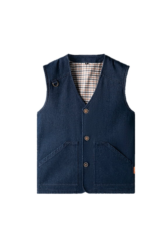 Plus Size Men's Outerwear Vests Comfortable Button Sleeveless Cotton Vest for Men Casual Oversized Solid Color Mens Vest with Pockets 6XL