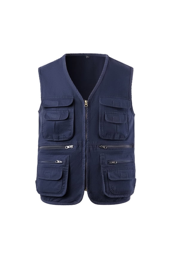 Plus Size Men's Outerwear Vests Sleeveless Zipper Outdoor Hiking Sports Coats Casual Comfy Cotton Solid Color Men's Vest with Pockets 5XL