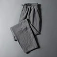thumbnail image 1 of Busydd Plus Size Men's Pants Comfy Baggy Solid Color Casual Pants Oversized Elastic Waist Straight Leg Pants Summer Breathable Textured Drawstring Trousers with Pockets L, 1 of 3