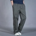 thumbnail image 1 of Busydd Plus Size Men's Pants Solid Color Elastic Waist Zipper Cargo Pants Casual Baggy Lounge Pants Outdoor Hiking Pants with Pockets L, 1 of 7