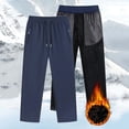 thumbnail image 1 of Busydd Plus Size Men's Pants Winter Warm Fleece Lined Hiking Pants Elastic Waist Drawstring Straight Leg Men's Casual Pants with Pockets 5XL, 1 of 7