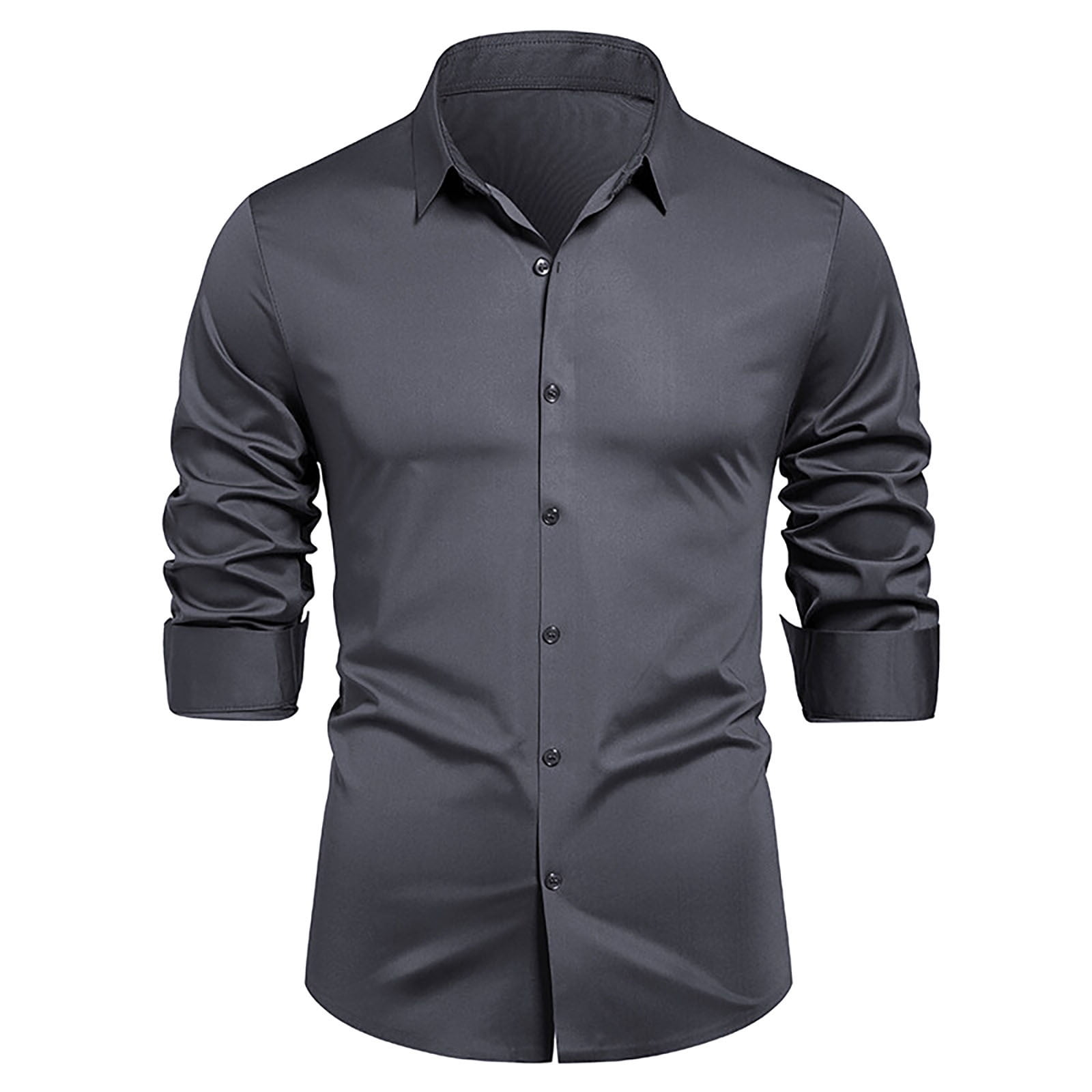 4xl dress shirts Busydd Plus Size Mens Shirts M-4XL Stylish Solid Color Turndown Collar Mens Dress  Shirts Long Sleeve Button Down Shirt Oversized Casual Business Shirts