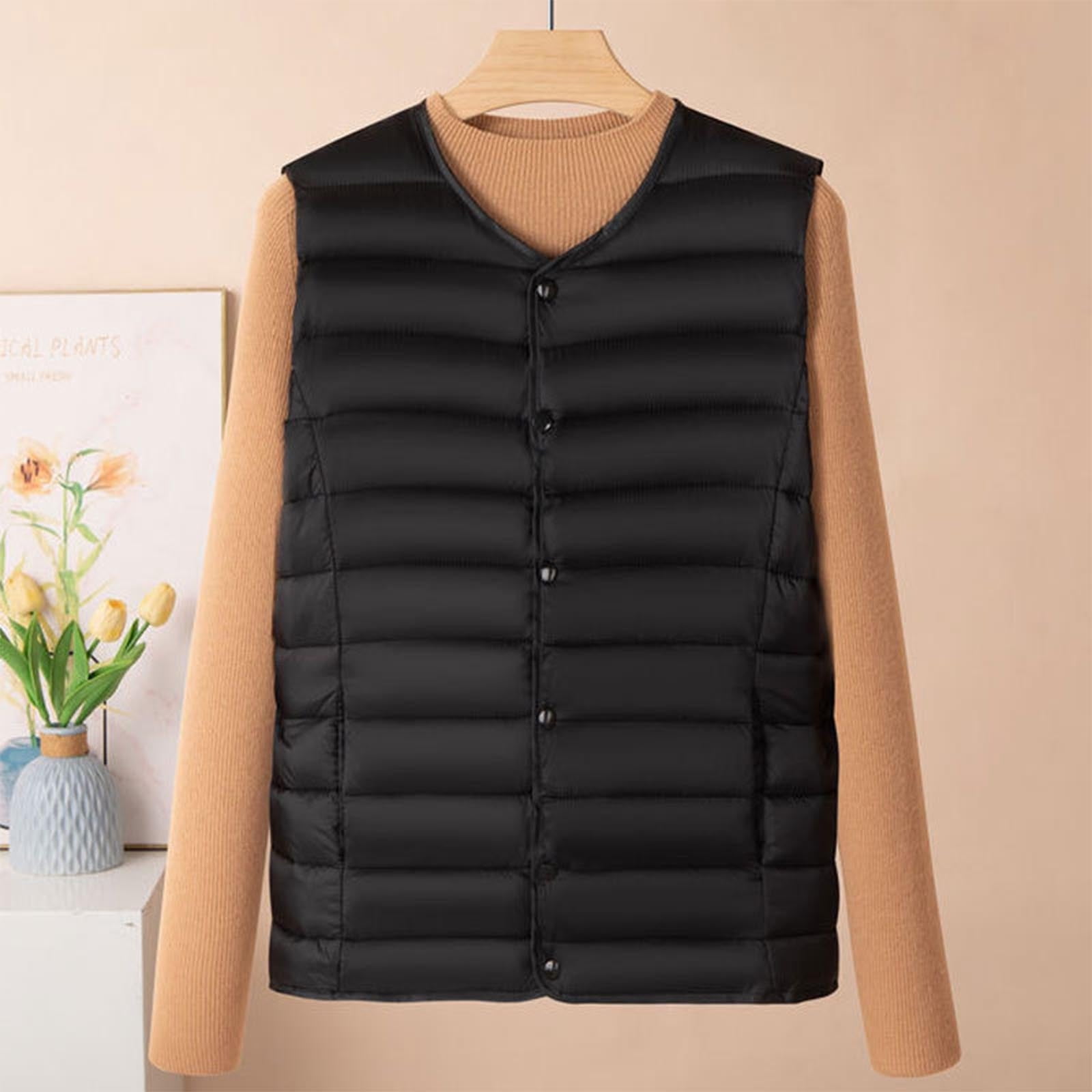 Busydd Plus Size Puffer Vest Women Solid Color Sleeveless Winter Vest ...