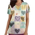 thumbnail image 1 of Busydd Plus Size Scrub Tops Women Fashion Graphic Print Valentines Day Nursing Scrub Top Casual Oversized Short Sleeve V Neck Women Scrubs with Pockets, 1 of 5