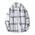 thumbnail image 1 of Busydd Plus Size Shirts for Men M-5XL Oversized Loose Button Up Shirts Long Sleeve Lapel Plaid Shirt Fashion Vintage Casual Shirts with Pocket, 1 of 3