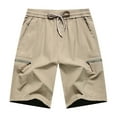 thumbnail image 1 of Busydd Plus Size Shorts for Men M-5XL Casual Baggy Solid Color Beach Shorts Elastic Waist Drawstring Cargo Shorts Knee Length Summer Bermuda Shorts with Pockets, 1 of 2