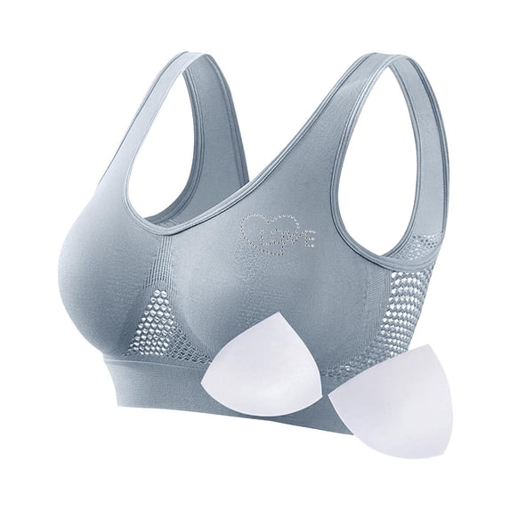 Busydd Plus Size Sports Bras for Women with Removable Pads Solid Color Seamless Wireless Bras for Women High Support Everyday Bralettes for Women 4XL