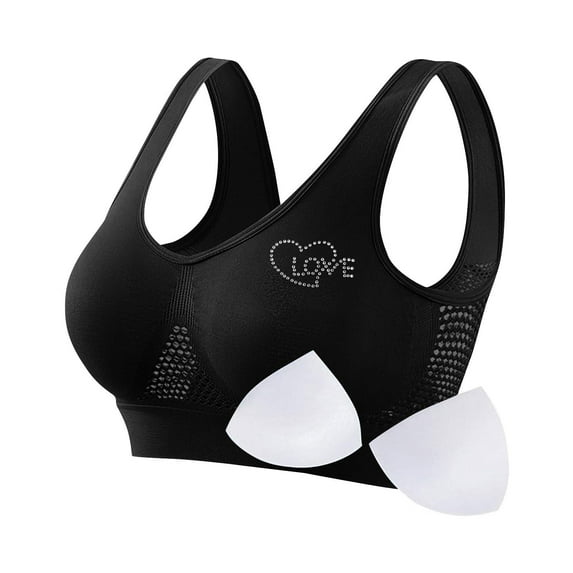Busydd Plus Size Sports Bras for Women with Removable Pads Solid Color Seamless Wireless Bras for Women High Support Everyday Bralettes for Women 4XL
