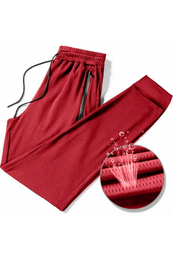 Plus Size Sweatpants for Men Solid Color Drawstring Joggers for Men Casual Stretchy Elastic Waist Ankle Pants Comfy Breathable Ice Silk Sporty Trousers 3XL