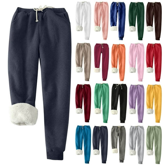 Busydd Plus Size Sweatpants for Women Oversized Warm Solid Color Fleece Lined Women's Sweatpants Casual Stretchy Elastic Bottom Women's Pants with Drawsting and Pockets 4XL
