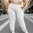 thumbnail image 1 of Busydd Plus Size Sweatpants Women Solid Color Elastic Waist Joggers for Women Oversized Comfortable Workout Pants for Women Elastic Bottom Lounge Pants with Pockets 5XL, 1 of 6