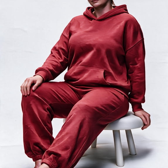 Busydd Plus Size Sweatsuits for Women Two Piece Sets for Women Long Sleeve Hoodies and Sweatpants Fashion Casual Solid Color Fleece Workout Sets for Women 2XL