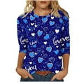thumbnail image 1 of Busydd Plus Size Valentines Shirts for Women Trendy Heart Graphic Valentines Shirts Tops Casual 3/4 Sleeve Round Neck T Shirts Valentines Day Gifts for Women S-5XL, 1 of 5