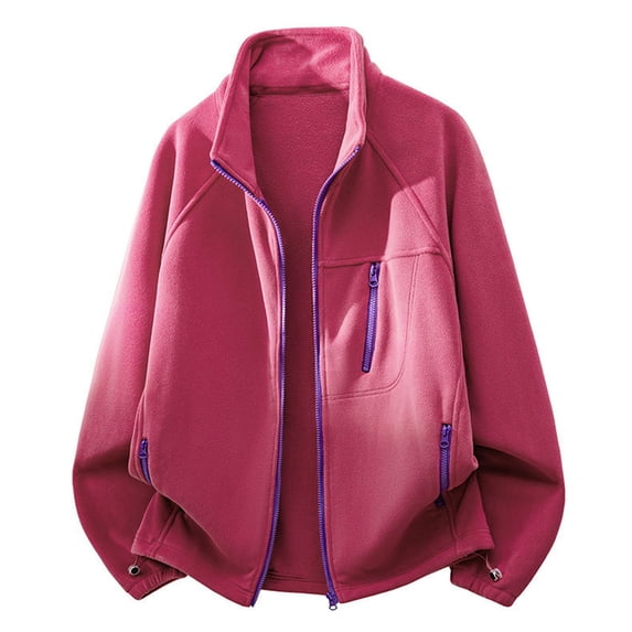 Busydd Plus Size Winter Jackets for Men Solid Color Stand Collar Fleece Jacket Casual Warm Long Sleeve Zipper Mens Winter Coat with Pockets M