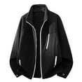 thumbnail image 1 of Busydd Plus Size Winter Jackets for Men Solid Color Stand Collar Fleece Jacket Casual Warm Long Sleeve Zipper Mens Winter Coat with Pockets S, 1 of 3