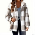 thumbnail image 1 of Busydd Plus Size Women Plaid Jackets Fashion Warm Fuzzy Fleece Jacket Casual Comfy Long Sleeve Winter Coats for Women Oversized Loose Zip Up Hoodies L, 1 of 5