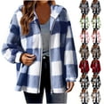 thumbnail image 1 of Busydd Plus Size Women Plaid Jackets Fashion Warm Fuzzy Fleece Jacket Casual Comfy Long Sleeve Winter Coats for Women Oversized Loose Zip Up Hoodies L, 1 of 5