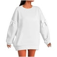 thumbnail image 1 of Busydd Plus Size Women's Sweatshirts Casual Fashion Solid Color Sweatshirts for Women Loose Oversized Long Sleeve Crewneck Sweatshirt XL, 1 of 6