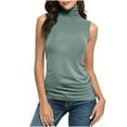 thumbnail image 1 of Busydd Plus Size Women's Tank Tops Casual Turtleneck Sleeveless Tops for Women Trendy Oversized Solid Color Tank Top for Women L, 1 of 9