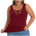 thumbnail image 1 of Busydd Plus Size Women's Tank Tops Fashion Oversized Solid Color Sleeveless Summer Tops Casual Breathable Round Neck Tank Top with Built in Bra for Women 5XL, 1 of 7