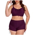 thumbnail image 1 of Busydd Plus Size Womens Bathing Suits Trendy Drawstring 2 Piece Swim Suit Round Neck Tops and Shorts Womens Swimsuits 3XL, 1 of 5