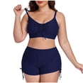 thumbnail image 1 of Busydd Plus Size Womens Bathing Suits Trendy Drawstring 2 Piece Swim Suit Round Neck Tops and Shorts Womens Swimsuits XL, 1 of 5