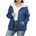 thumbnail image 1 of Busydd Plus Size Womens Fleece Jacket Solid Color Long Sleeve Womens Winter Coat Casual Comfy Hooded Womens Fleece Zip Up Jacket with Pockets M, 1 of 10