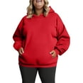 thumbnail image 1 of Busydd Plus Size Womens Hoodie Casual Loose Fleece Hoodies for Women Fashion Solid Color Long Sleeve Tops for Women Comfortable Oversized Pullover Tops with Pocket, 1 of 5