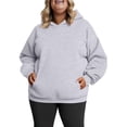 thumbnail image 1 of Busydd Plus Size Womens Hoodie Casual Loose Fleece Hoodies for Women Fashion Solid Color Long Sleeve Tops for Women Comfortable Oversized Pullover Tops with Pocket, 1 of 5