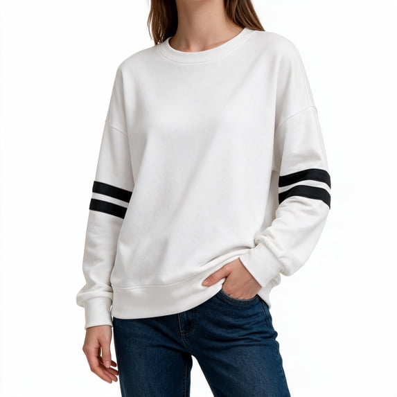 Busydd Plus Size Womens Sweatshirts Fall Fashion Striped Pullover Sweatshirt Casual Oversized Crewneck Sweatshirt Comfy Loose Womens Long Sleeve Tops XL