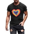 thumbnail image 1 of Busydd Pride Shirt Men LGBTQ Proud Rainbow Heart Graphic Tees Casual Comfy Short Sleeve Cotton T Shirts for Man Lightweight Versatile Round Neck Summer Tops S, 1 of 4