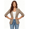 thumbnail image 1 of Busydd Rolled Sleeve Blazers for Women Fashion Formal Single Button Closure Solid Color Suit Jackets 3/4 Length Sleeve Lapel Business Suits XL, 1 of 10