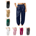 thumbnail image 1 of Busydd Satin Pajamas Pants for Women Comfortable Solid Color Elastic Waist Sleep Pants Casual Loose Loungewear Bottoms with Pockets L, 1 of 10