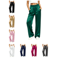 thumbnail image 1 of Busydd Satin Pajamas Pants for Women Comfortable Solid Color Elastic Waist Sleep Pants Casual Loose Loungewear Bottoms with Pockets S, 1 of 10