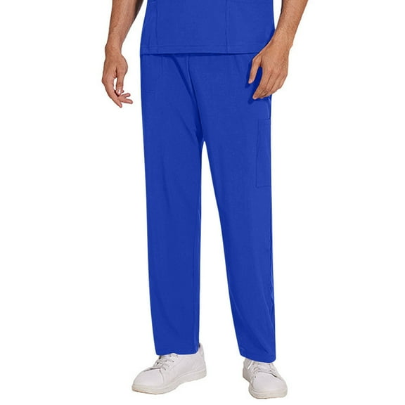 Busydd Scrub Pants for Men Solid Color Elastic Waist Scrubs for Men Comfy Stretch Drawstring Work Pants for Men Fashion Straight Leg Uniform Scrubs with Pockets M