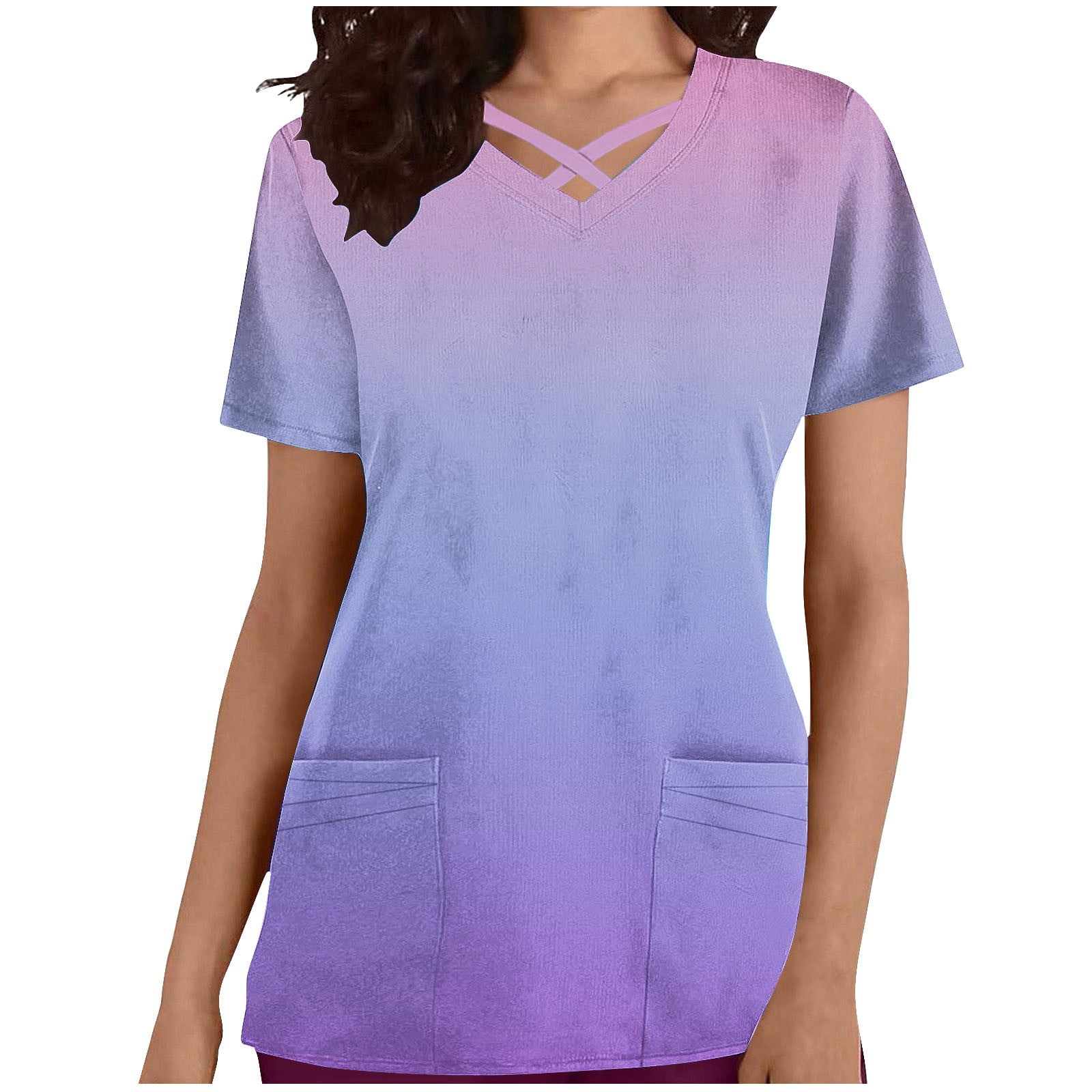Busydd Scrub Tops Women Fashion Short Sleeve V Neck Scrubs for Women