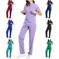 thumbnail image 1 of Busydd Scrubs for Women Trendy Stand Collar Zipper Short Sleeve Scrub Tops and Elastic Waist Jogger Scrubs for Women Casual Stretch Solid Color Women Scrubs Sets Workwear with Pockets S, 1 of 6