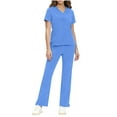 thumbnail image 1 of Busydd Scrubs for Women Set Solid Color 2 Piece Womens Scrubs V Neck Short Sleeve Tops and Pants Scrub Set 2XL, 1 of 7