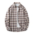 thumbnail image 1 of Busydd Shirts for Men Plus Size M-4XL Trendy Plaid Long Sleeve Shirt Turndown Collar Button Up Shirt Comfy Oversized Casual Shirts, 1 of 4