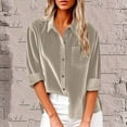 thumbnail image 1 of Busydd Shirts for Women Cotton Solid Color Button Down Shirts Casual Long Sleeve Lapel Womens Blouses formal Business Dress Shirts with Pocket 3XL, 1 of 6