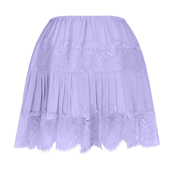 Busydd Short Skirts for Women Trendy Summer Lace Mini Skirt Solid Color High Waisted Skirts for Women XL