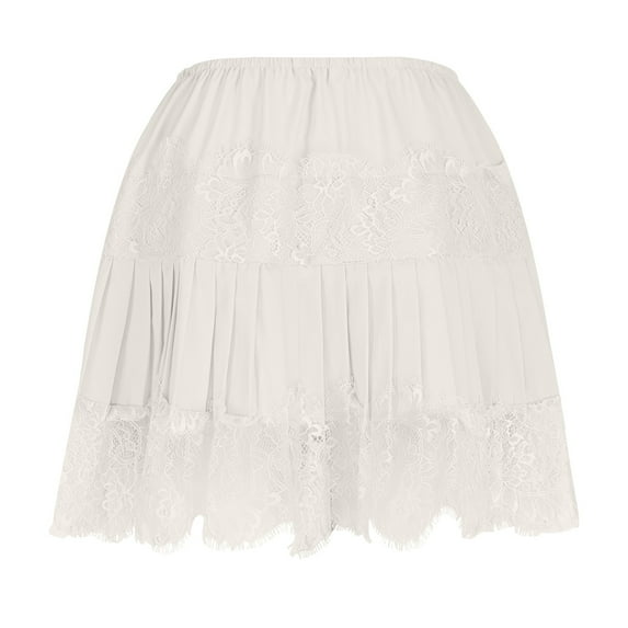 Busydd Short Skirts for Women Trendy Summer Lace Mini Skirt Solid Color High Waisted Skirts for Women XL