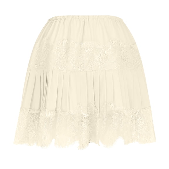 Busydd Short Skirts for Women Trendy Summer Lace Mini Skirt Solid Color High Waisted Skirts for Women XL