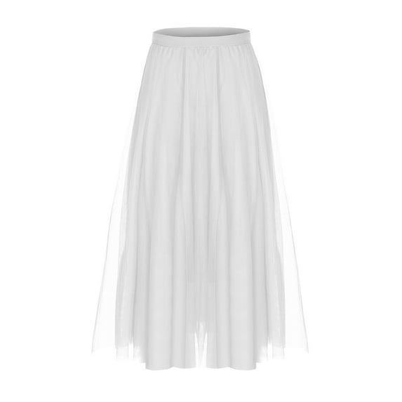 Busydd Skirts for Women Fashion Solid Color Elastic Waist Maxi Skirt Casual Flowy Three-Layer Long Skirts for Women Casual Mesh Performance Dance Skirt