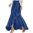 thumbnail image 1 of Busydd Skirts for Women Fall Solid Color Ruffle Flowy Skirt Business Casual Womens Maxi Skirt High Waist Drawstring Warp Skirts L, 1 of 6